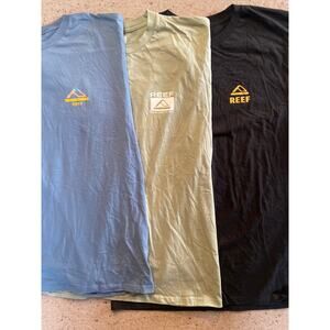 Reef Tshirt Lot of Three Men's Large White and Blue Waves Surf